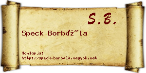 Speck Borbála névjegykártya